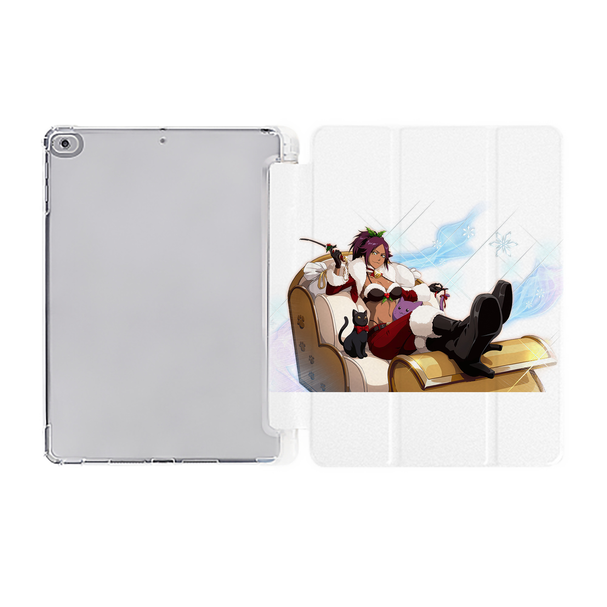 （画像用） ブリーチ 四楓院 夜一（しほういん よるいち） BLEACH Shihouin Yoruichi IPad ケース ペン収納付き 三つ折りスタンド PUレザー×シリコン 対応機種9.5/10.5/10.9インチ